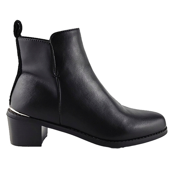 Aqua Diva Shoes - Aqua Diva Women's Water Resistant Black Leather Ankle Boots Block Heel Size 37M